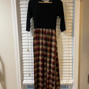 Plaid Maxi Dress with Black Top